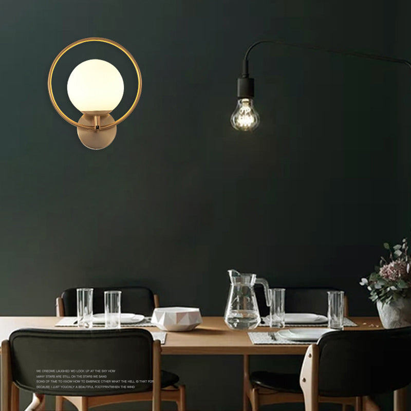 Hoop Shape Wall Sconce Modern Style Metal 6 Lights Wall Mount Lamp for Living Room