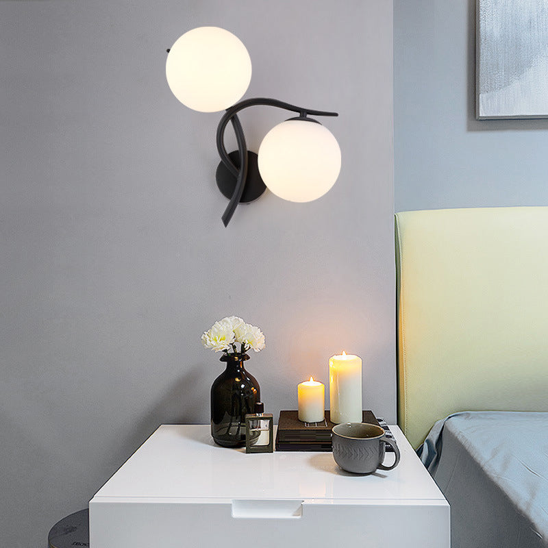 Modern Metal Wall Sconce Minimalist Glass Ball Shade Wall Light Fixture