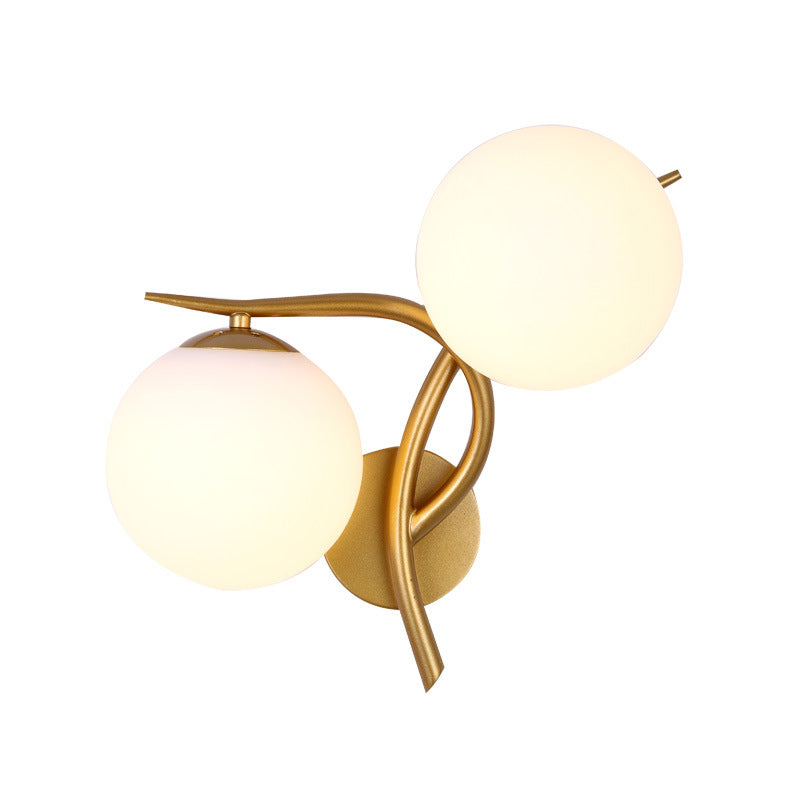 Modern Metal Wall Sconce Minimalist Glass Ball Shade Wall Light Fixture