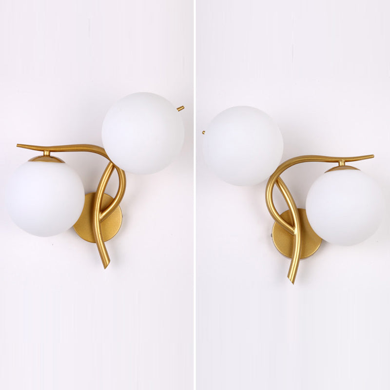 Modern Metal Wall Sconce Minimalist Glass Ball Shade Wall Light Fixture