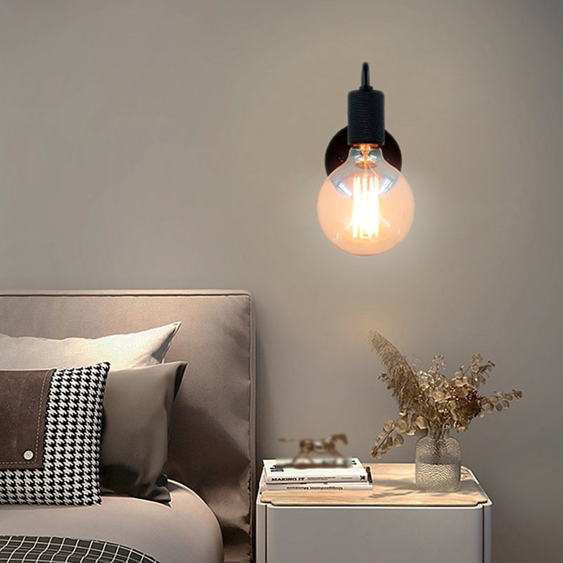 Modern Wall Sconce Cylinder Shape Wall Light with Metal Shade for Bedroom in Black