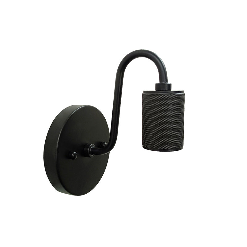 Modern Wall Sconce Cylinder Shape Wall Light with Metal Shade for Bedroom in Black