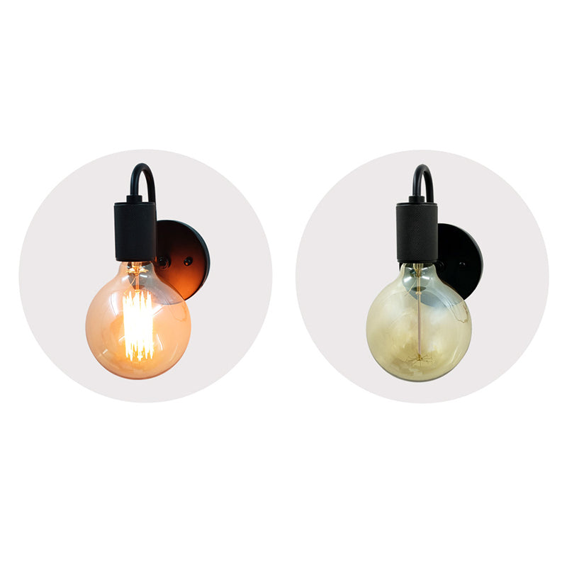 Modern Wall Sconce Cylinder Shape Wall Light with Metal Shade for Bedroom in Black