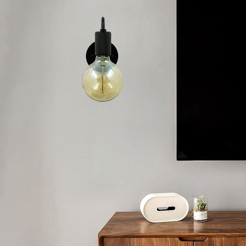 Modern Wall Sconce Cylinder Shape Wall Light with Metal Shade for Bedroom in Black