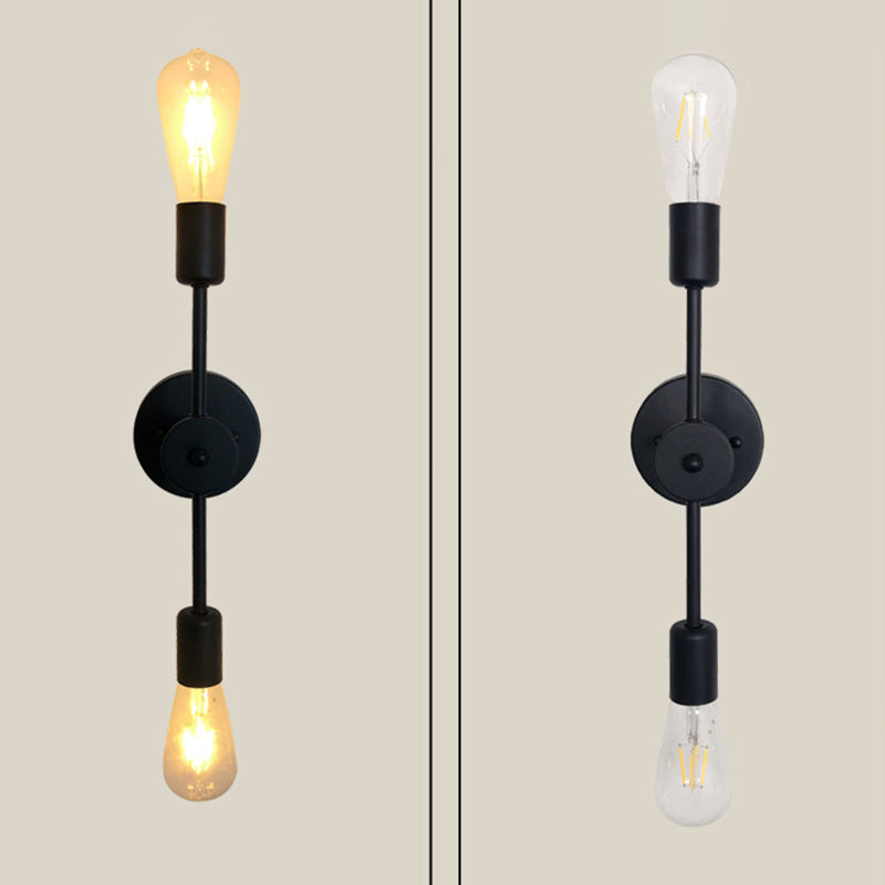 Modern Wall Sconce Linear Shape Wall Light with Metal Shade for Bedroom in Black