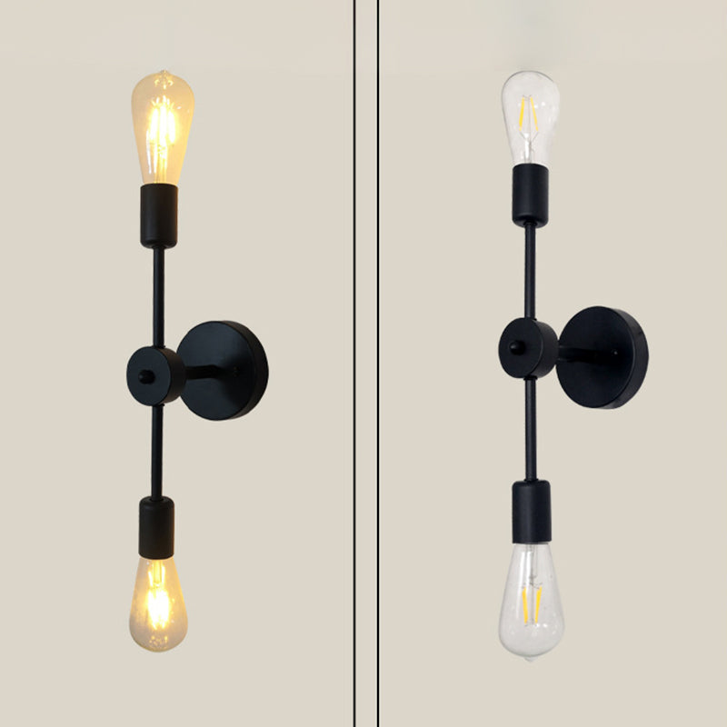 Modern Wall Sconce Linear Shape Wall Light with Metal Shade for Bedroom in Black