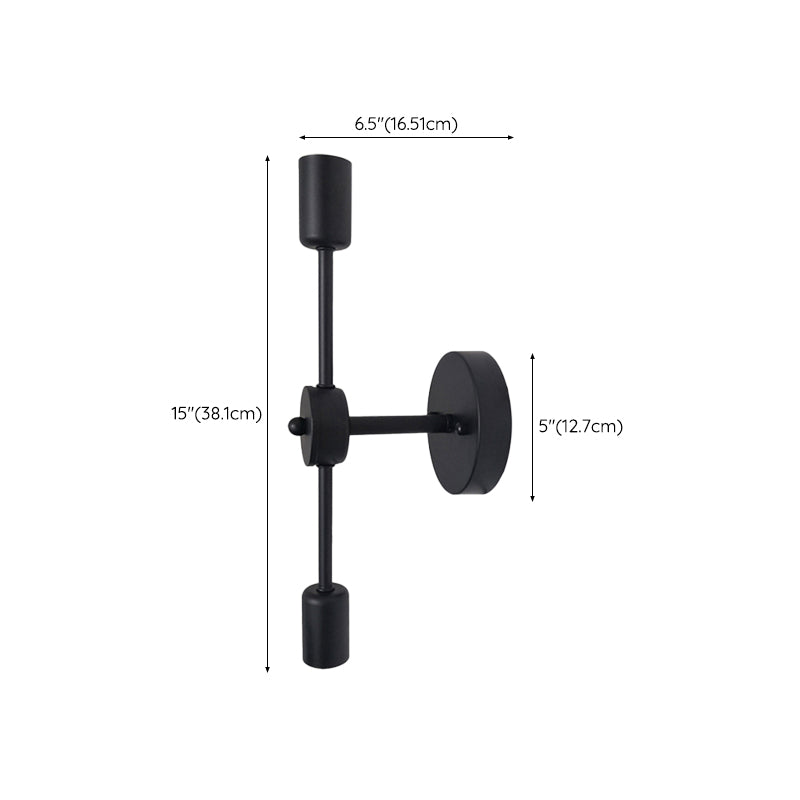 Modern Wall Sconce Linear Shape Wall Light with Metal Shade for Bedroom in Black