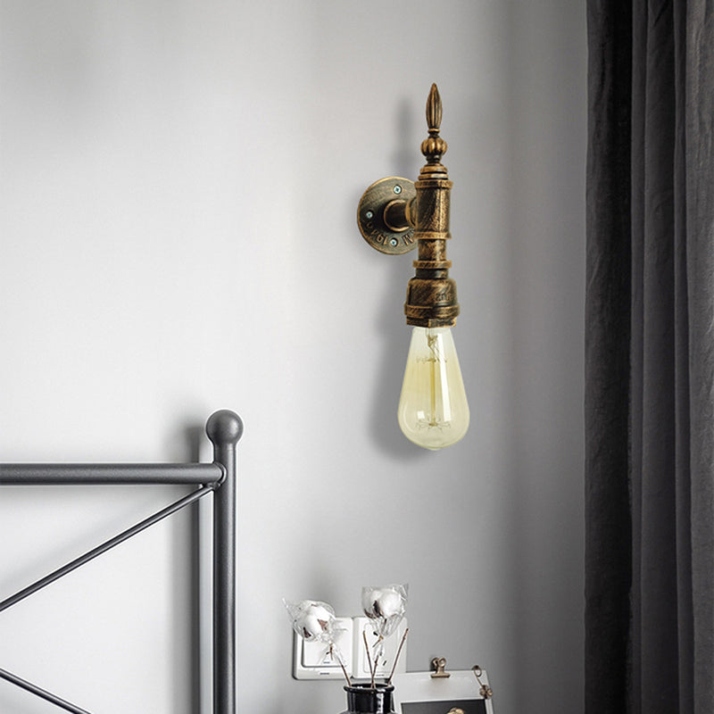 Industrial Wall Sconce Pipe Shape Wall Light with Metal Shade for Shower Room