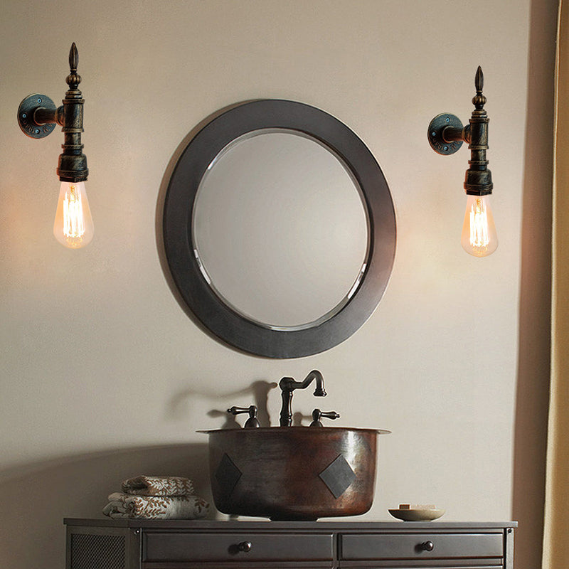 Industrial Wall Sconce Pipe Shape Wall Light with Metal Shade for Shower Room