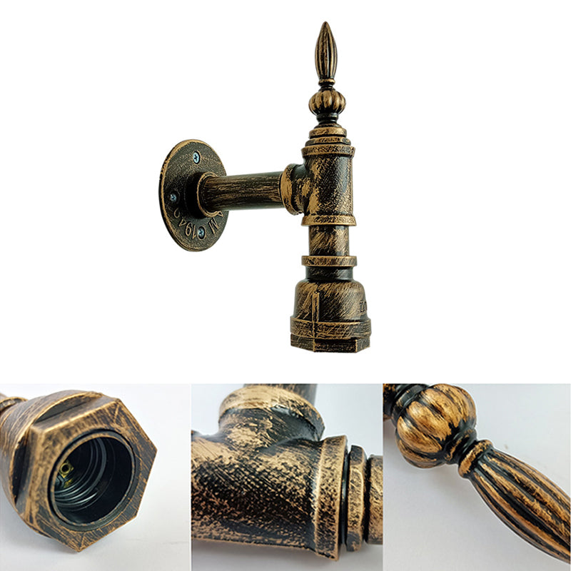 Industrial Wall Sconce Pipe Shape Wall Light with Metal Shade for Shower Room
