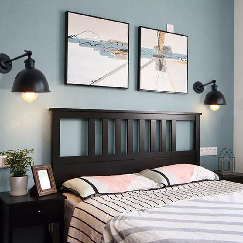 Industrial Wall Sconce Dome Shape Wall Light with Metal Shade for Bedroom