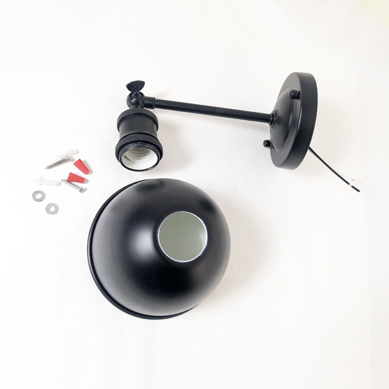 Industrial Wall Sconce Dome Shape Wall Light with Metal Shade for Bedroom