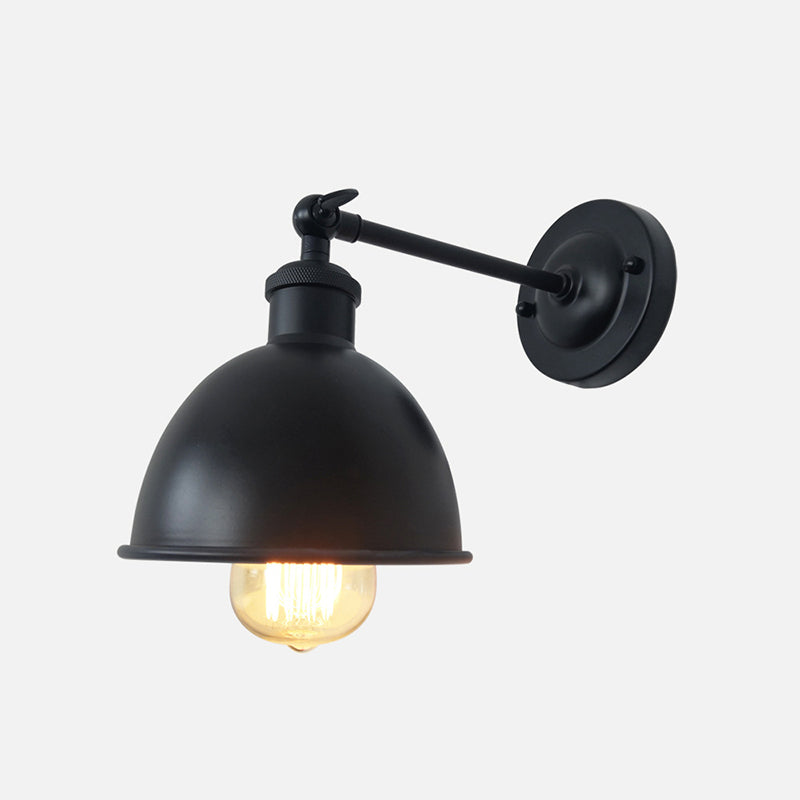 Industrial Wall Sconce Dome Shape Wall Light with Metal Shade for Bedroom