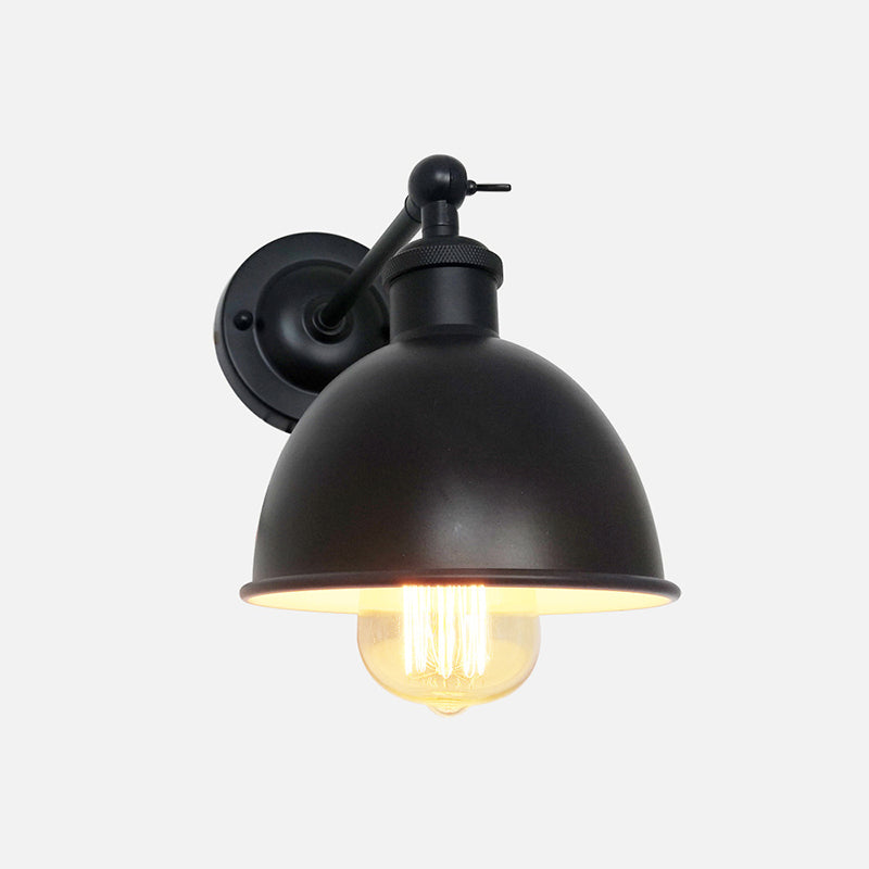 Industrial Wall Sconce Dome Shape Wall Light with Metal Shade for Bedroom