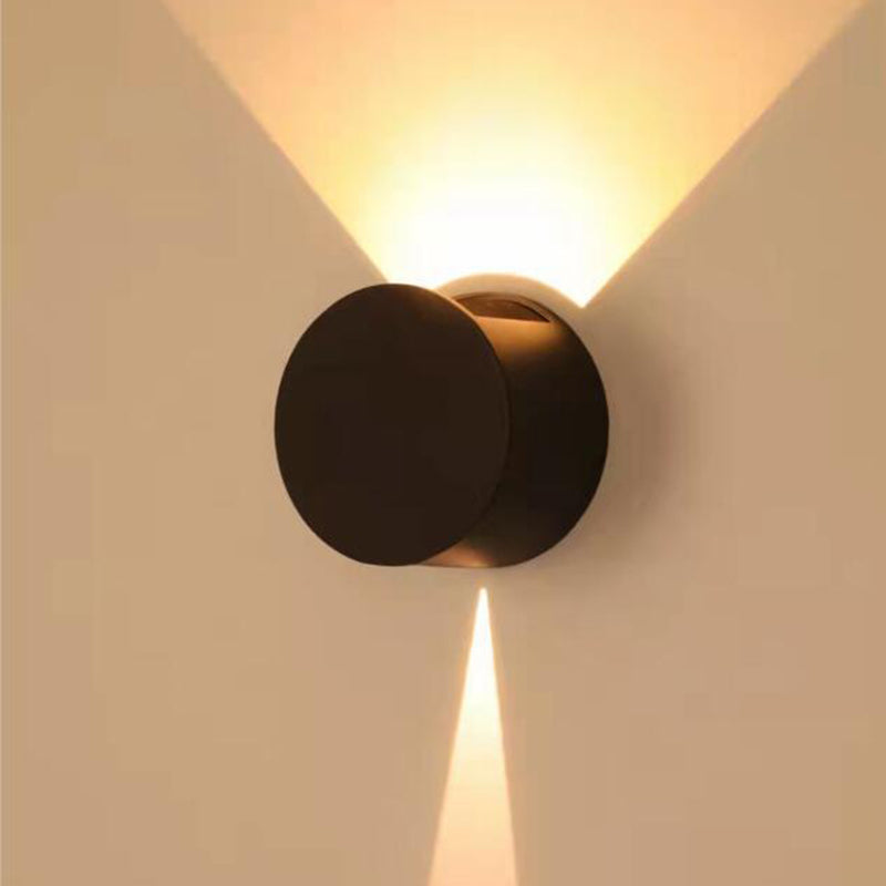 Hoop Shape Wall Light Modern Style Metal 2 Lights Sconce in Black/White