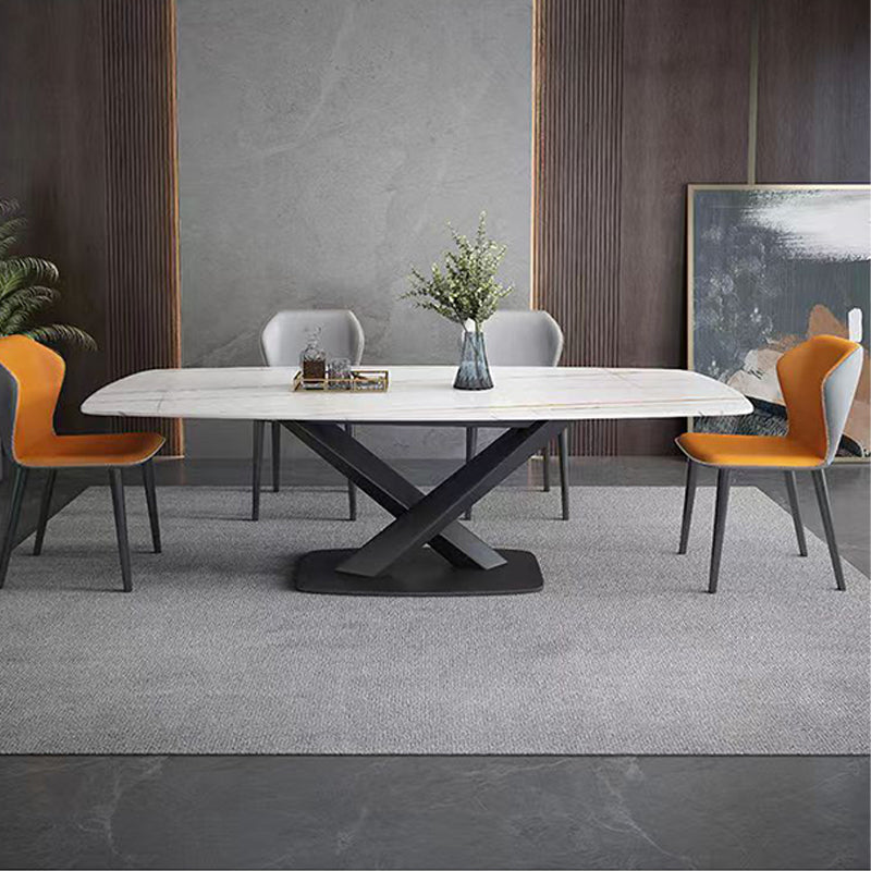 Industrial Style Sintered Stone Table Rectangle Table with Metal Legs for Home