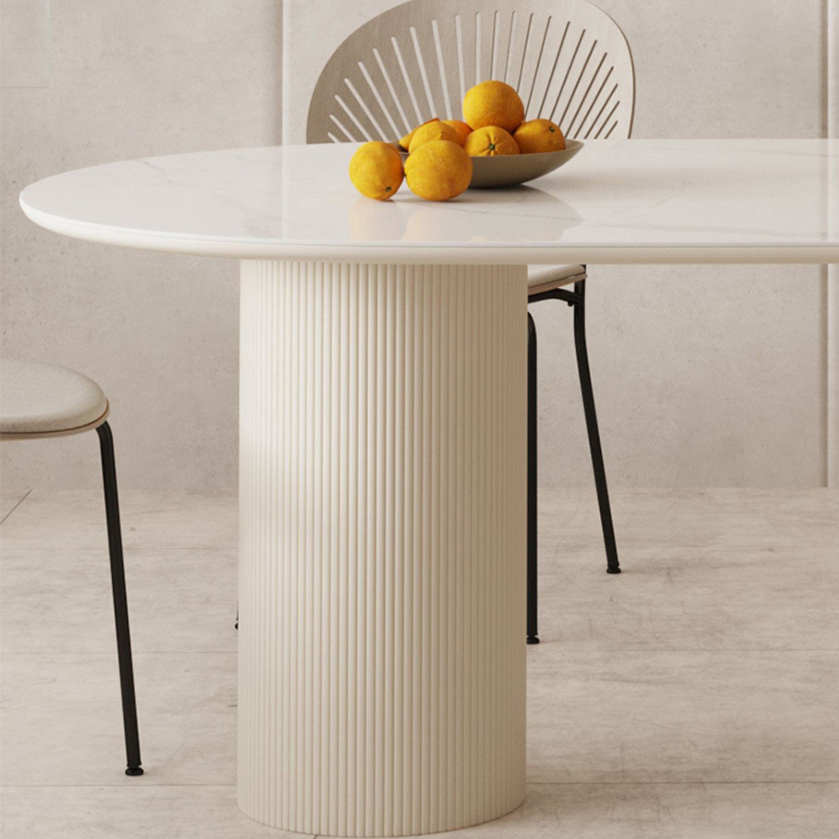 Slate and Metal Table Glam Style Simple Home Oval Dining Table