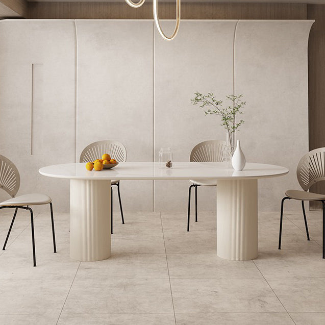 Slate and Metal Table Glam Style Simple Home Oval Dining Table