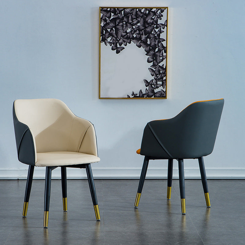 Industrial Arm Chair Solid Back Dining Room Chair for Kitchen