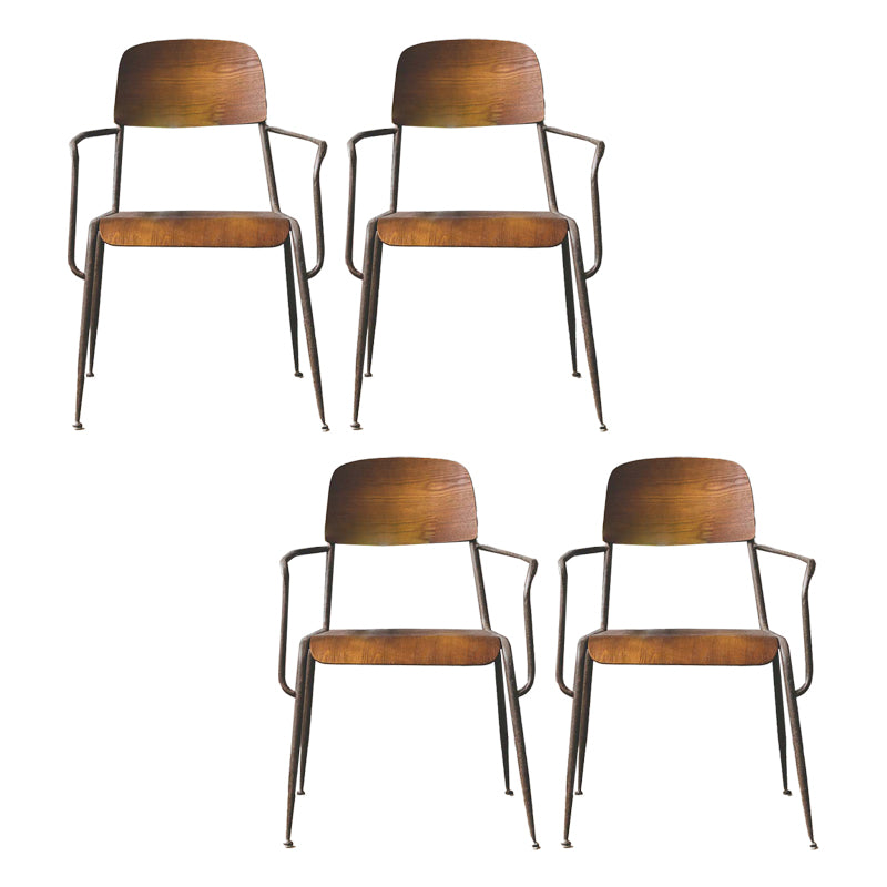 Open Back Side Chair Industrial Style Metal and Wood Dining Chair