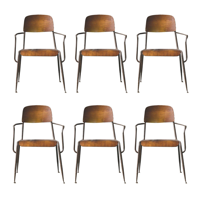 Open Back Side Chair Industrial Style Metal and Wood Dining Chair