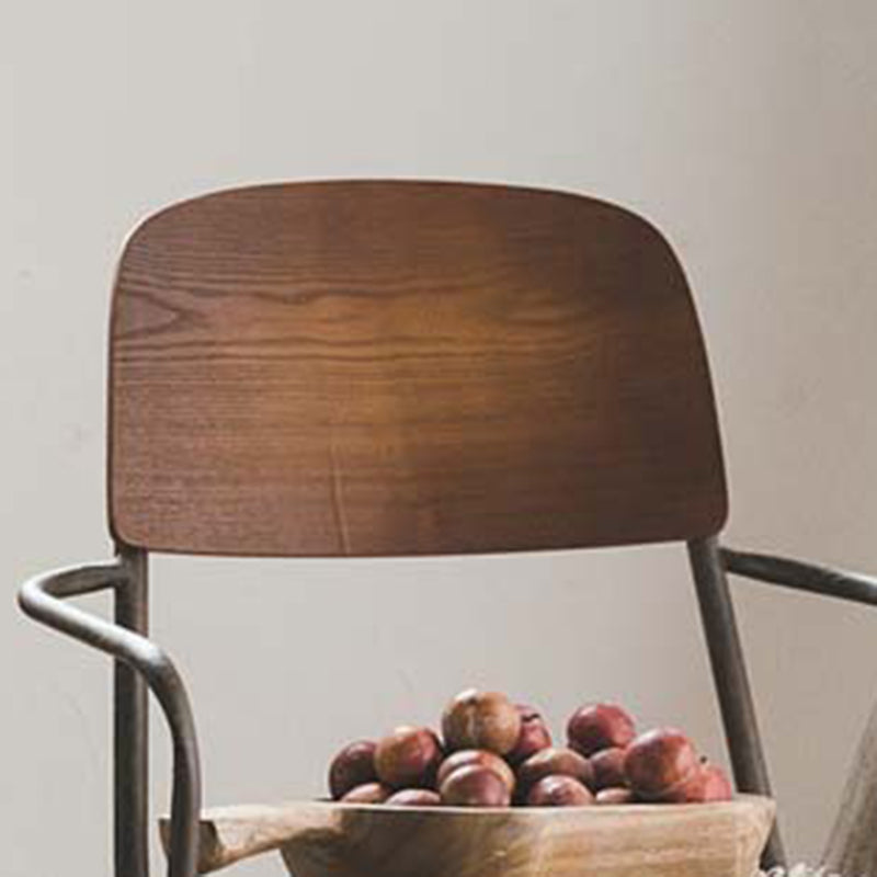Open Back Side Chair Industrial Style Metal and Wood Dining Chair
