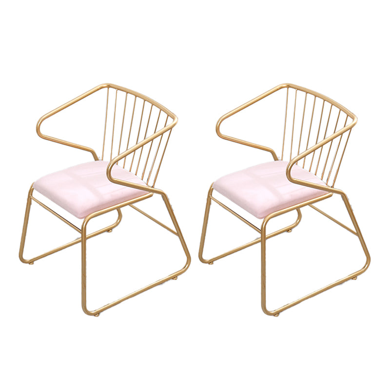 Traditional Metal Kitchen Dining Chair Upholstered Arm Chair with Gold Legs