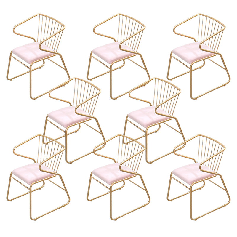 Traditional Metal Kitchen Dining Chair Upholstered Arm Chair with Gold Legs