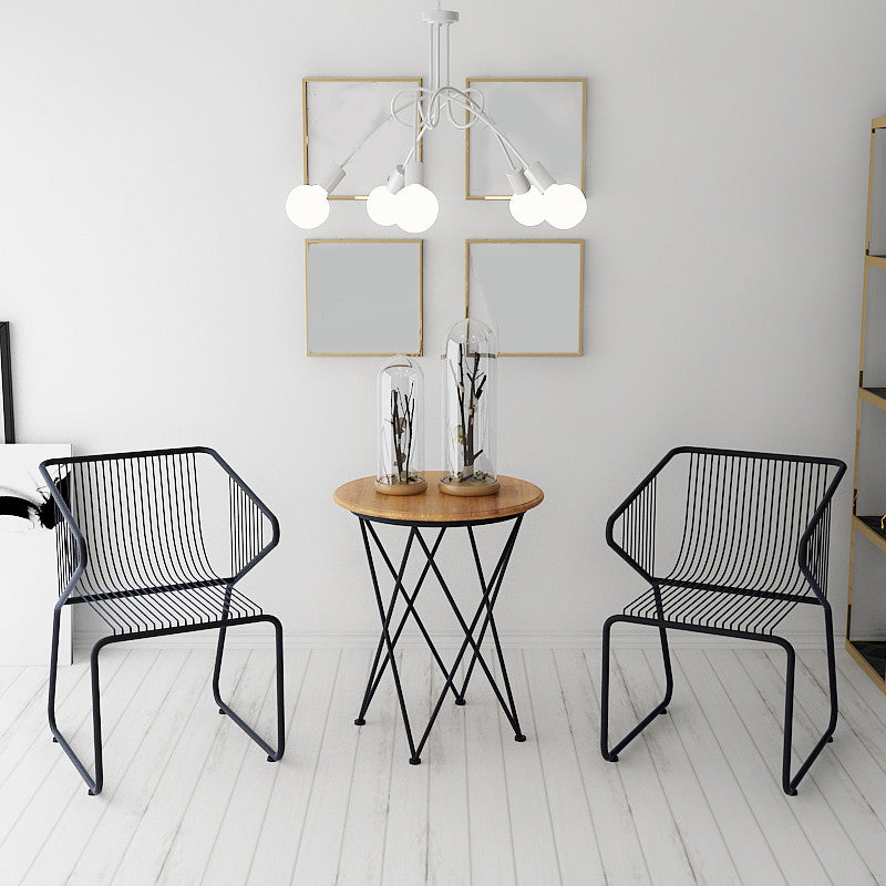 Slat Back Arm Chair Contemporary Style Metal Kitchen Dining Chair