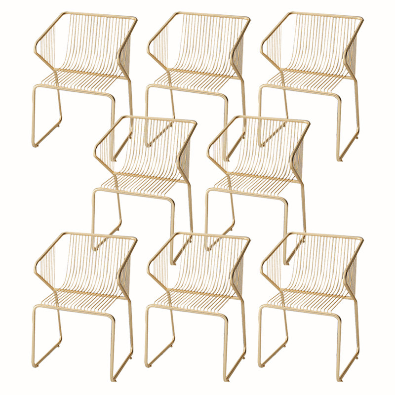 Slat Back Arm Chair Contemporary Style Metal Kitchen Dining Chair