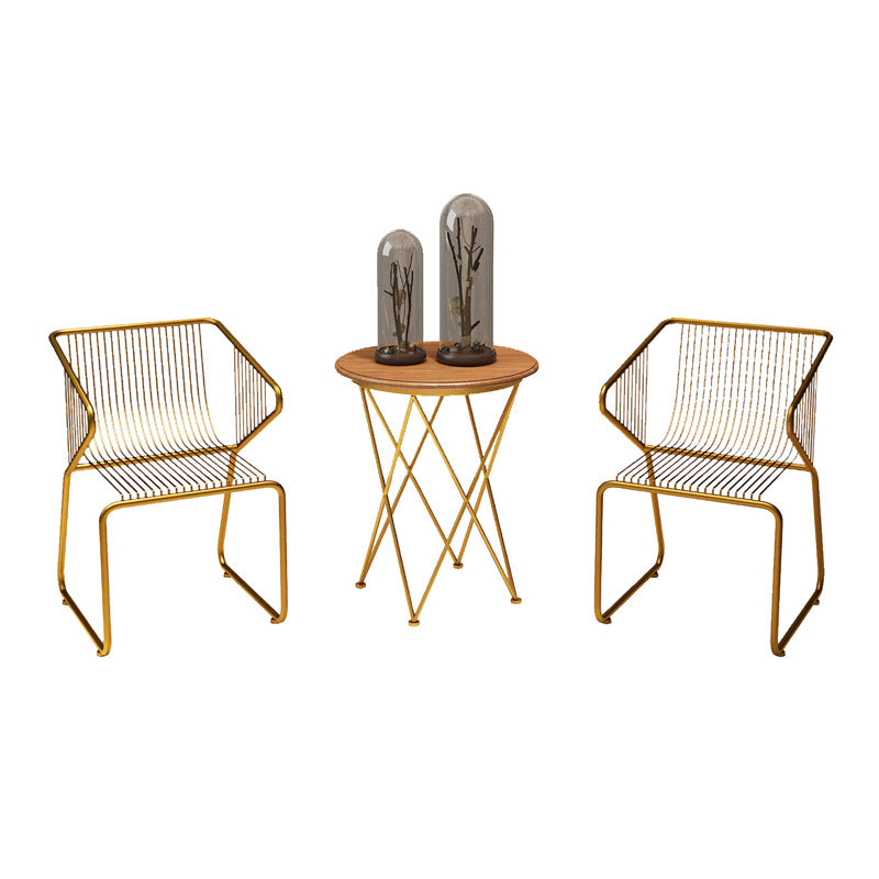 Slat Back Arm Chair Contemporary Style Metal Kitchen Dining Chair