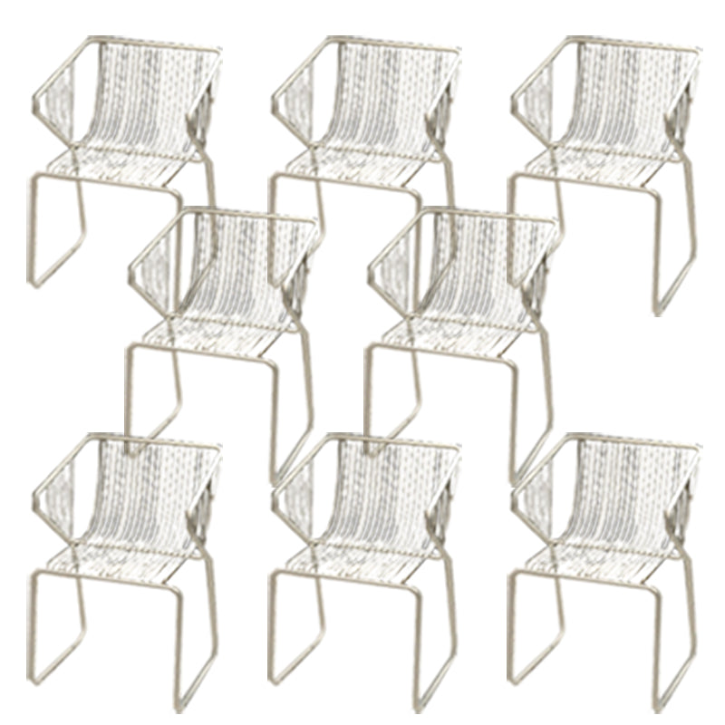 Slat Back Arm Chair Contemporary Style Metal Kitchen Dining Chair