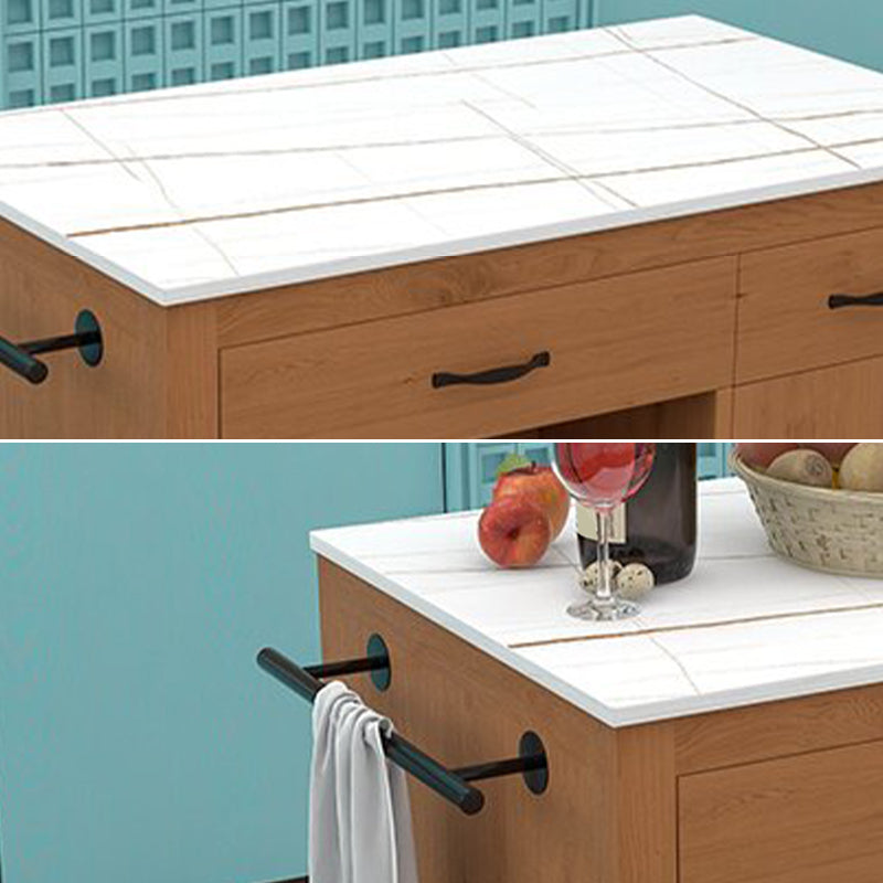 Contemporary Sintered Stone Kitchen Island Set Stationary Kitchen Island Table