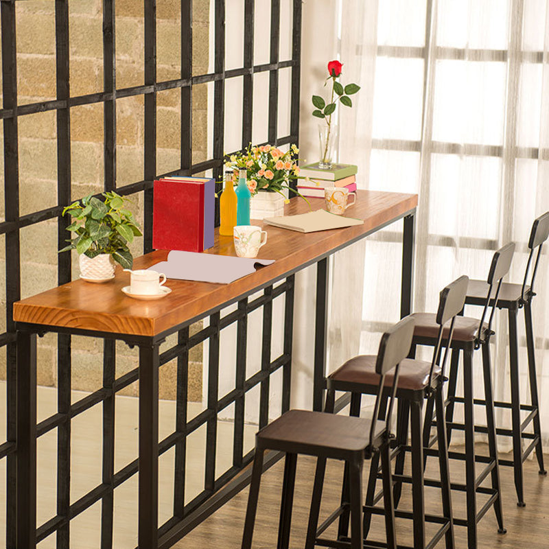 Industrial Bar Table Solid Wood Bar Height Rectangle Pub Table for Breakroom