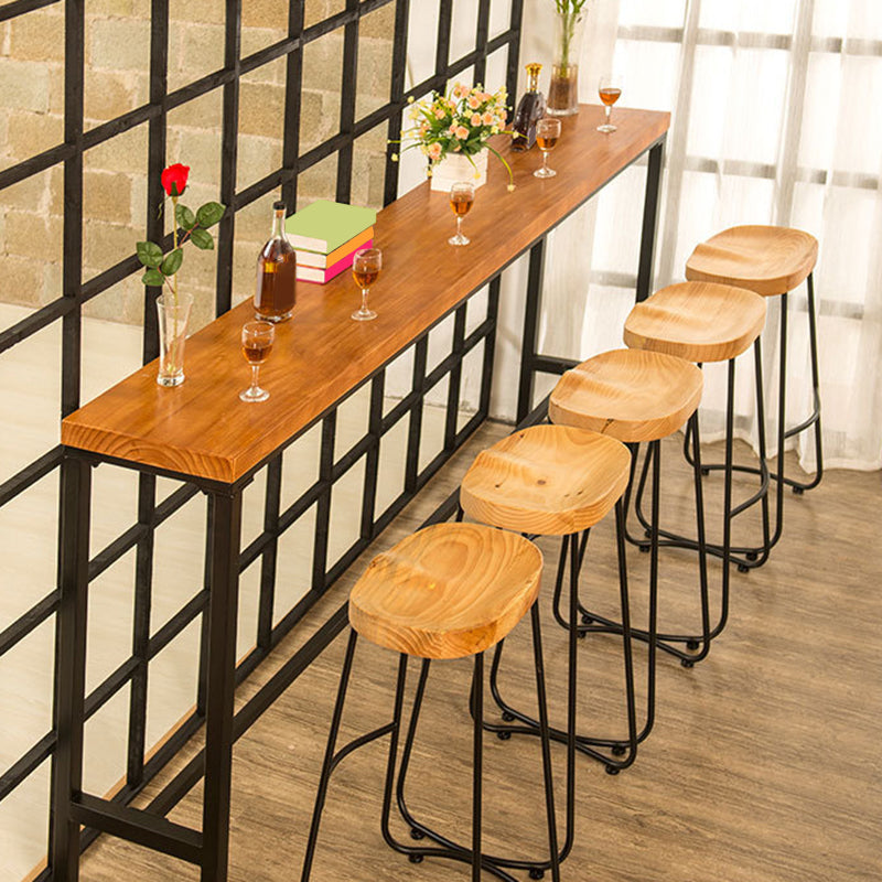 Industrial Bar Table Solid Wood Bar Height Rectangle Pub Table for Breakroom