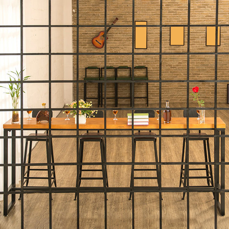 Industrial Bar Table Solid Wood Bar Height Rectangle Pub Table for Breakroom