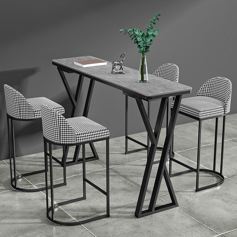 Rectangle Sintered Stone Bar Table Sled Base Dining Table for Kitchen Living Room