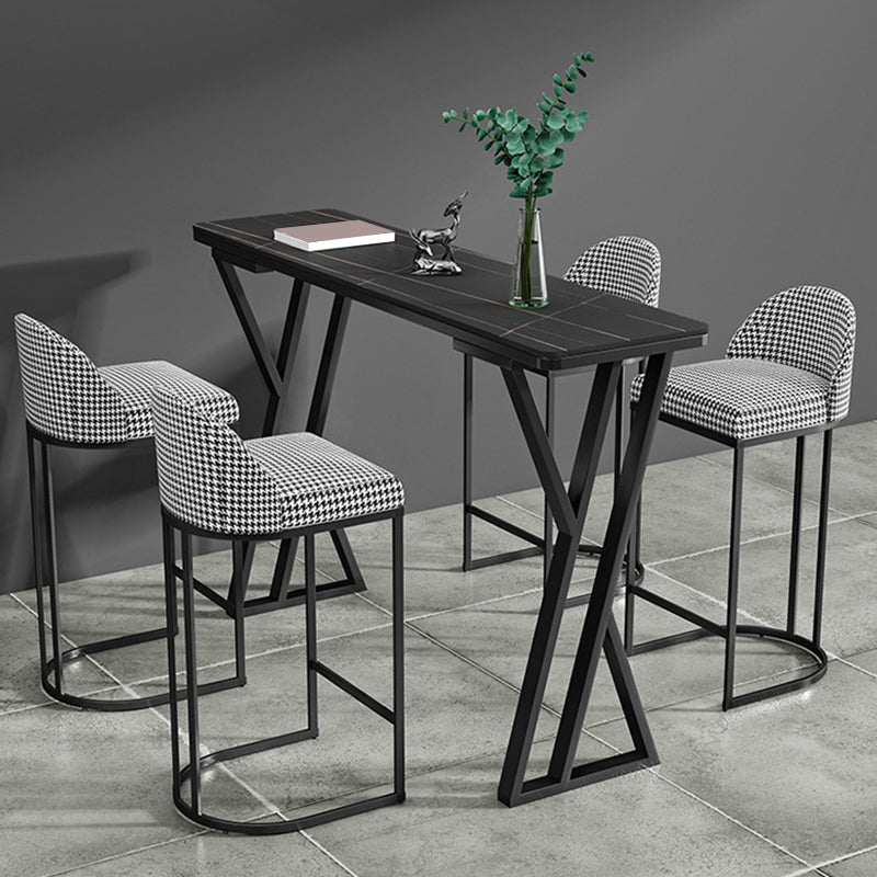 Rectangle Sintered Stone Bar Table Sled Base Dining Table for Kitchen Living Room