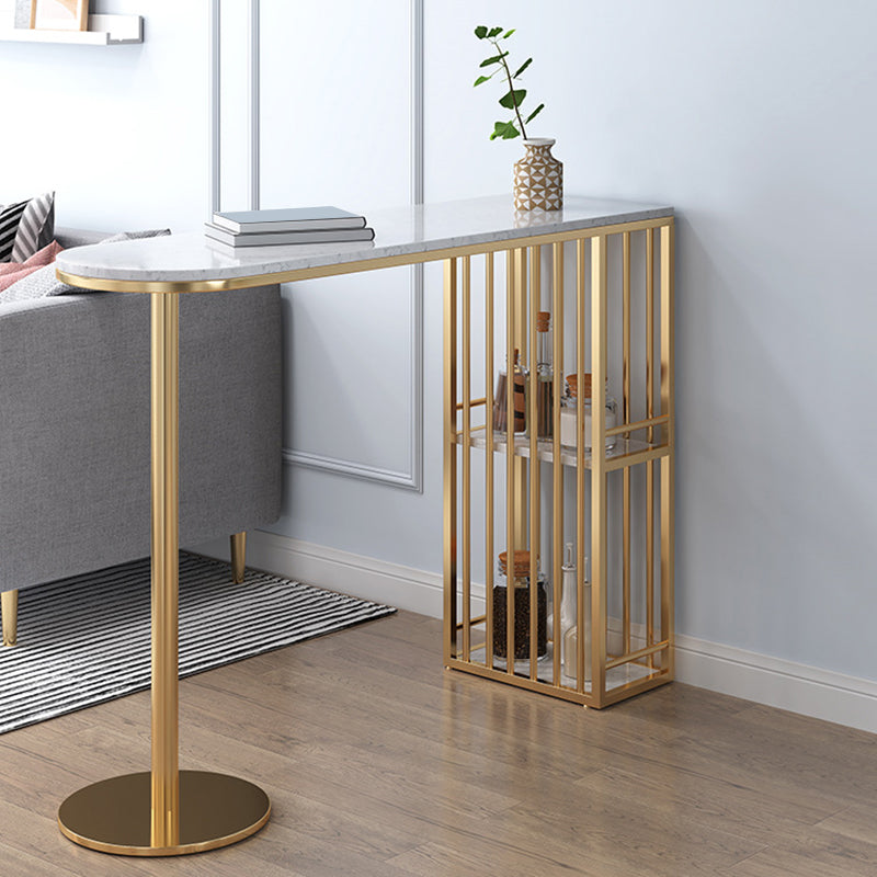 Glam Pub Height Dining Table Stone Top Pub Table with Gold Base