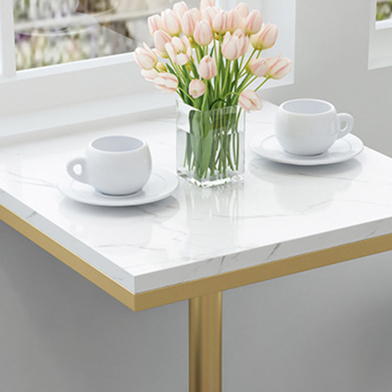 Glam Pub Table Pedestal Faux Marble Bar Table for Indoor and Breakroom