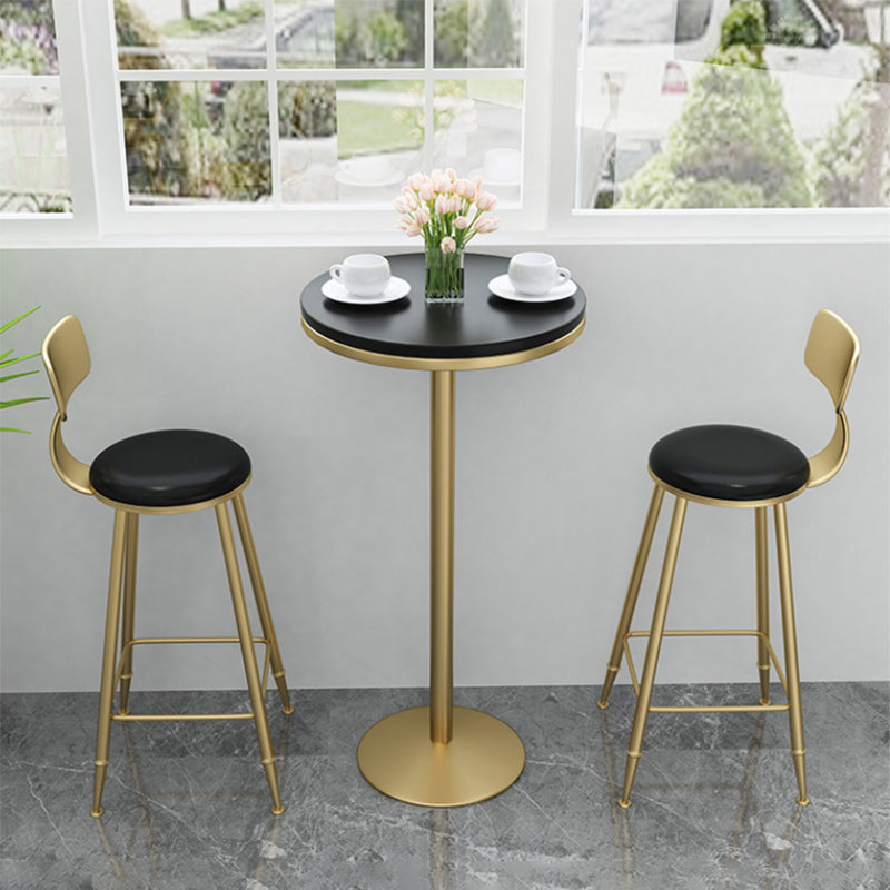 Glam Pub Table Pedestal Faux Marble Bar Table for Indoor and Breakroom