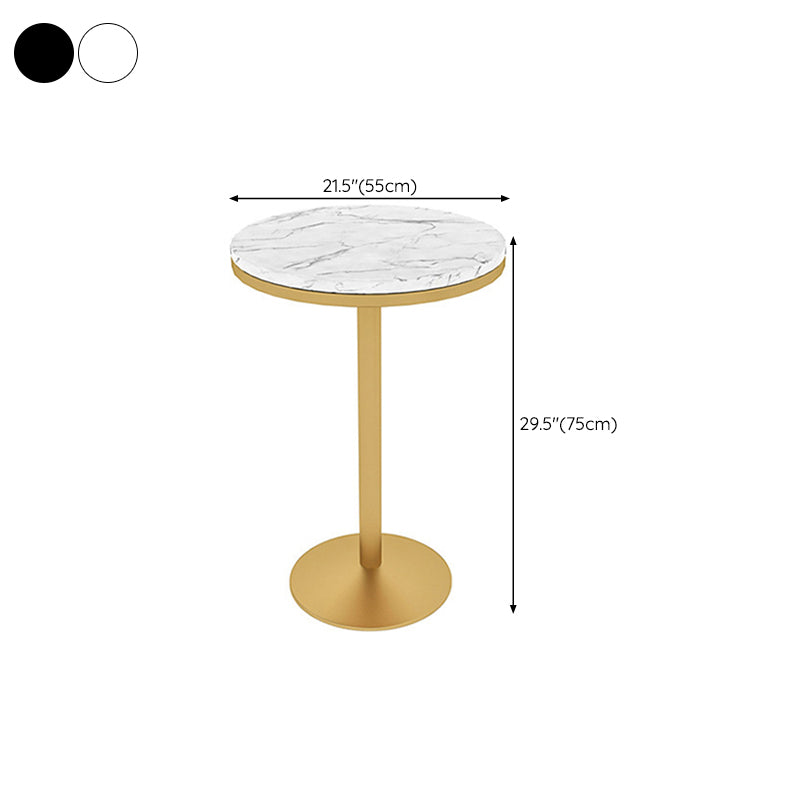Glam Pub Table Pedestal Faux Marble Bar Table for Indoor and Breakroom
