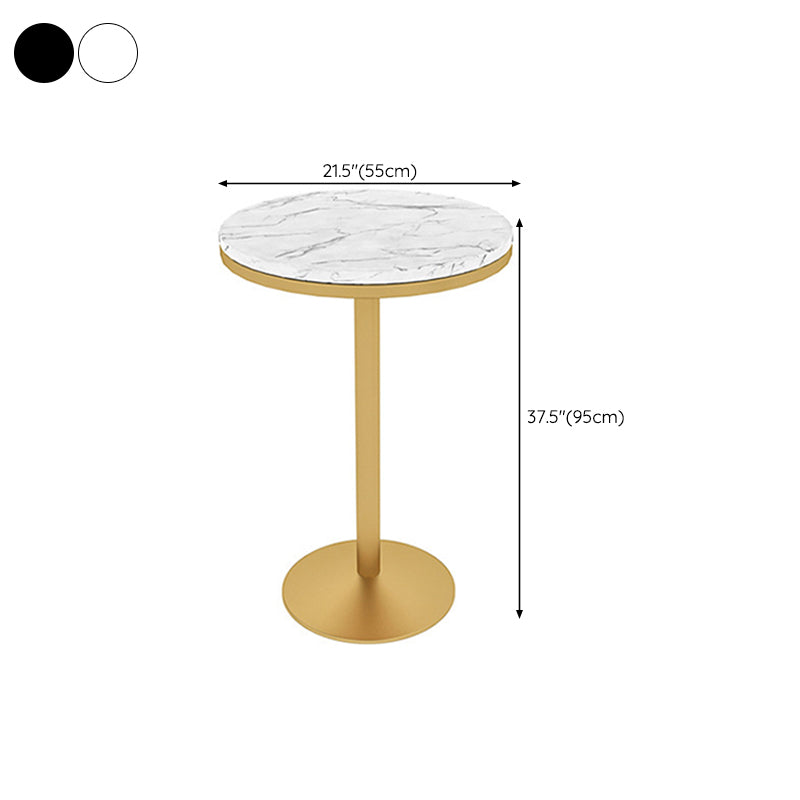 Glam Pub Table Pedestal Faux Marble Bar Table for Indoor and Breakroom