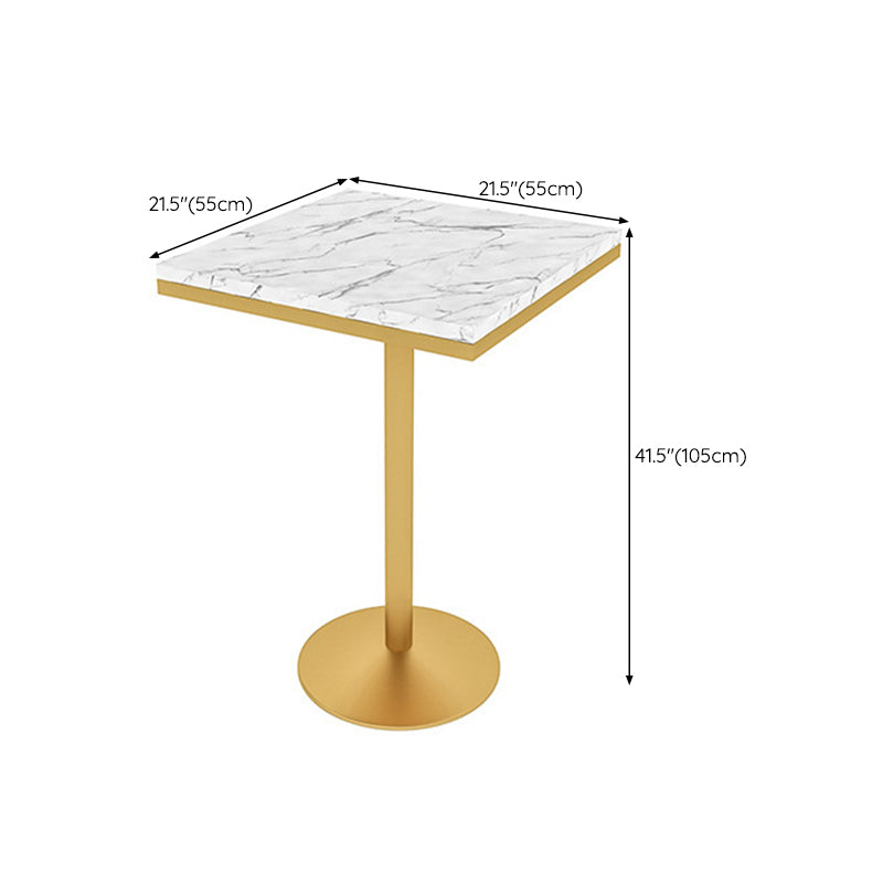 Glam Pub Table Pedestal Faux Marble Bar Table for Indoor and Breakroom