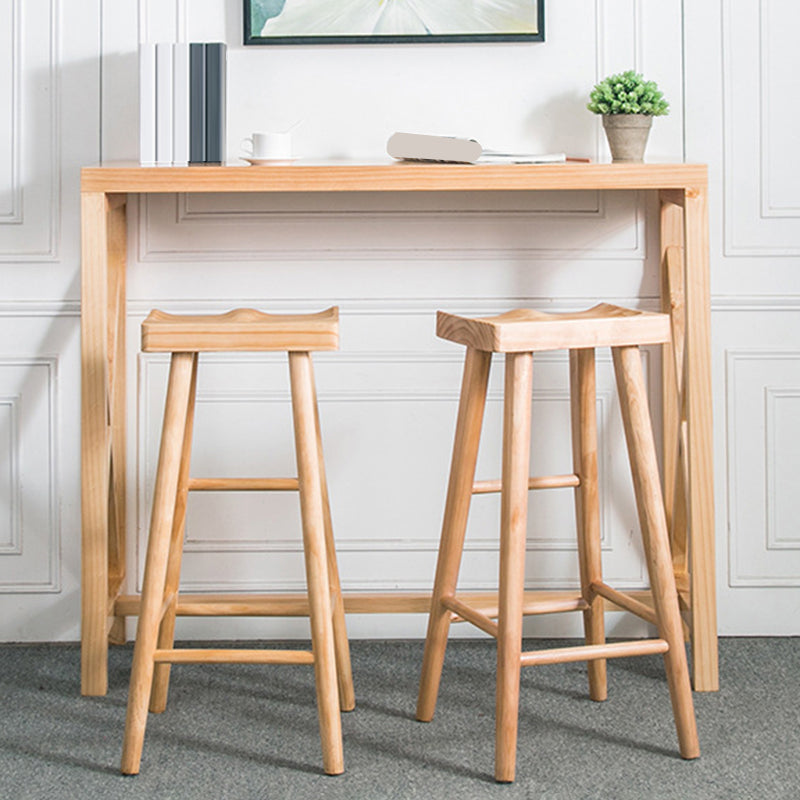 Rectangle Bar Table Solid Wood Contemporary Pub Table for Indoor