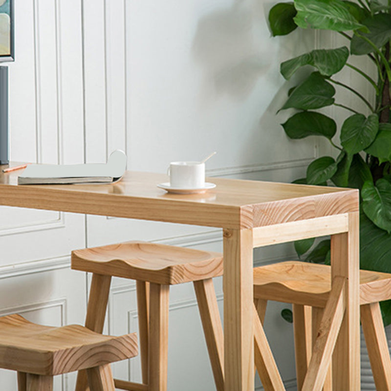 Rectangle Bar Table Solid Wood Contemporary Pub Table for Indoor