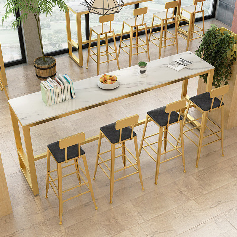 Glam Bar-height Table Rectangular and White Top Table for Living Room