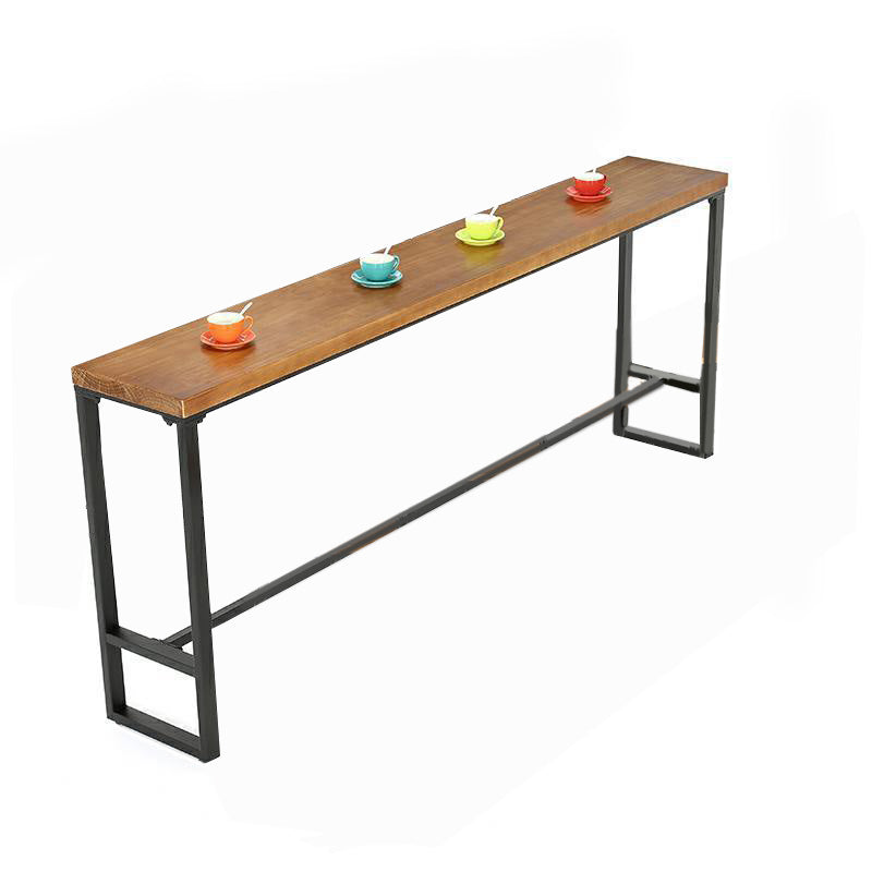 Rectangular Bar-height Table Solid Wood 41.3"H Bar Table with Black Base