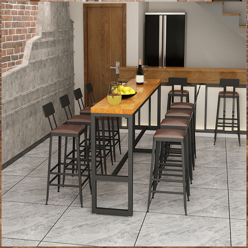 Rectangular Bar-height Table Solid Wood 41.3"H Bar Table with Black Base