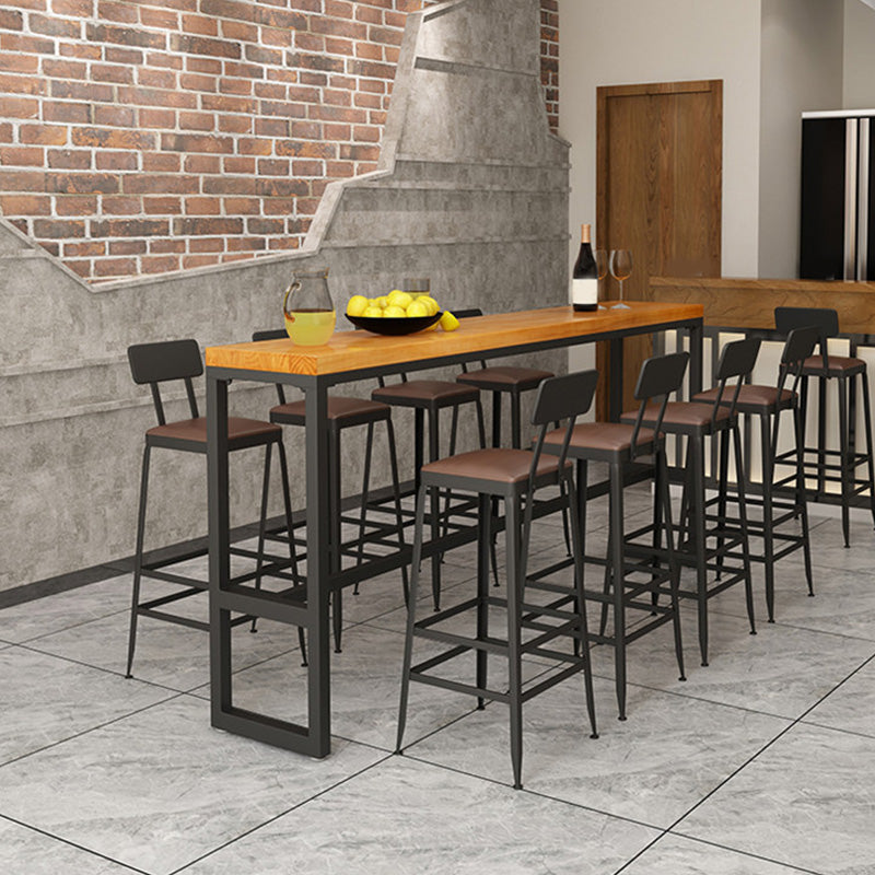 Rectangular Bar-height Table Solid Wood 41.3"H Bar Table with Black Base